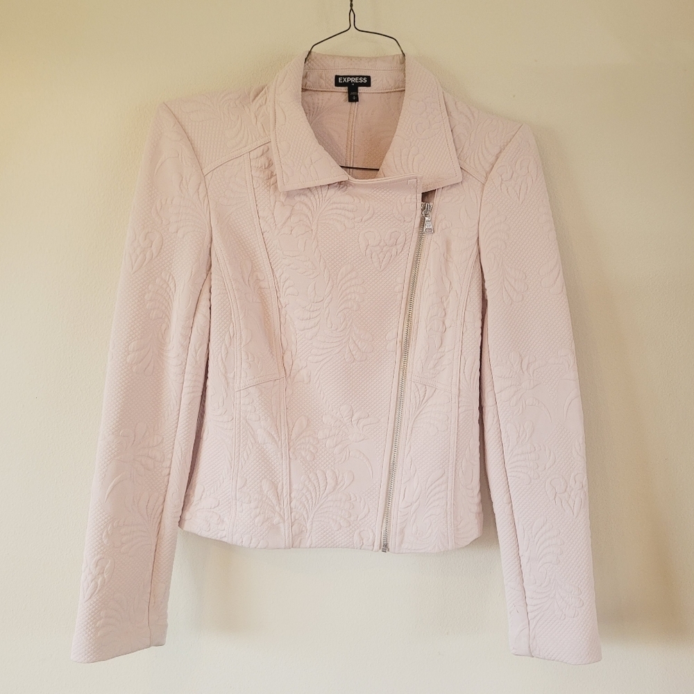 Embossed Express Small Pink/Tan Moto Jacket - Picture 8 of 8